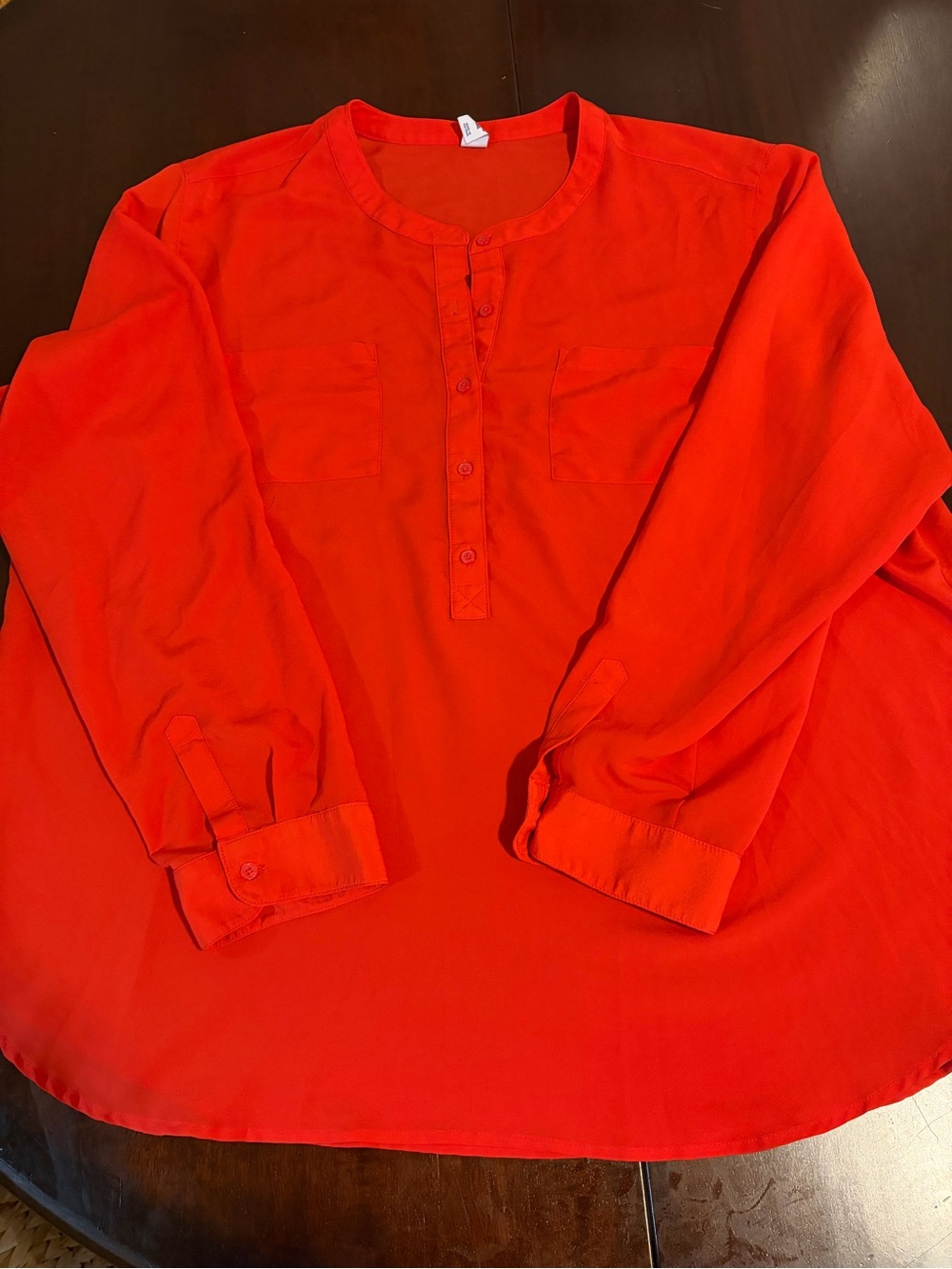 Old Navy Red Long-Sleeve Henley Blouse